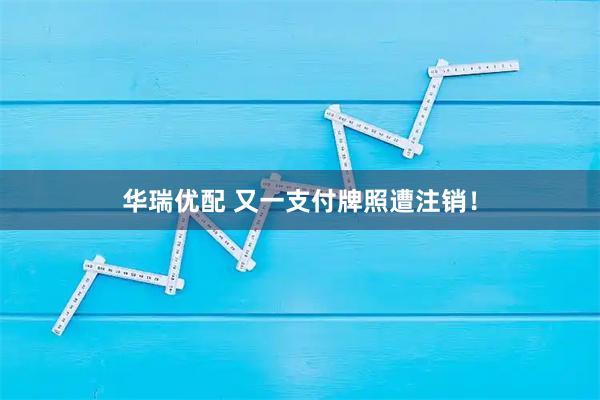 华瑞优配 又一支付牌照遭注销！