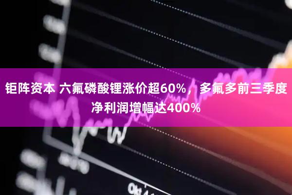 钜阵资本 六氟磷酸锂涨价超60%，多氟多前三季度净利润增幅达400%